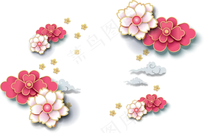 猪年新年纹理边框装饰图案,免抠元素(1448*941px)ai矢量模版下载