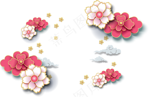 猪年新年纹理边框装饰图案,免抠元素