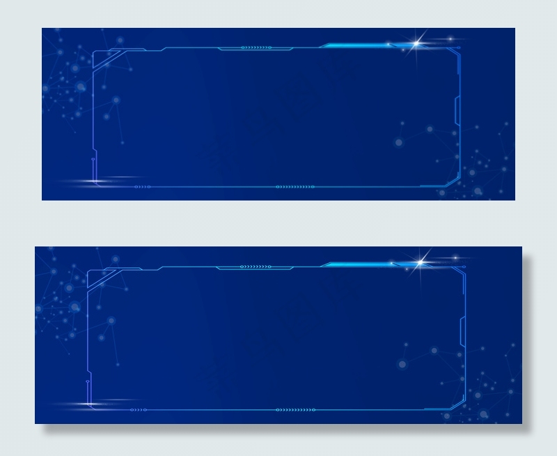 深蓝色简约蓝色科技banner边框背景