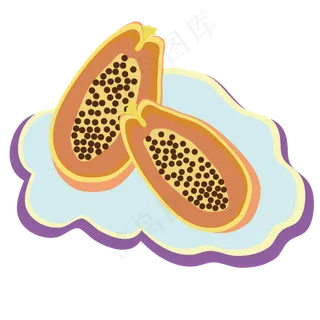 手绘木瓜水果可商用元素