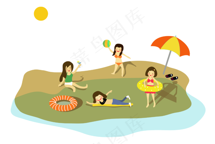 夏日里游泳池西瓜派对