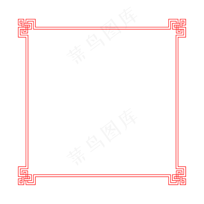 红色中国结线条边框,免抠元素