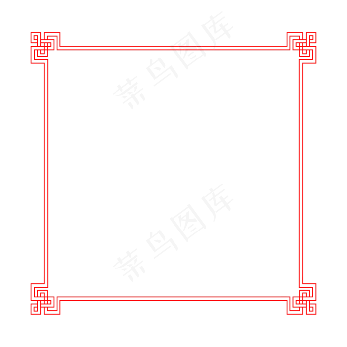 红色中国结线条边框,免抠元素
