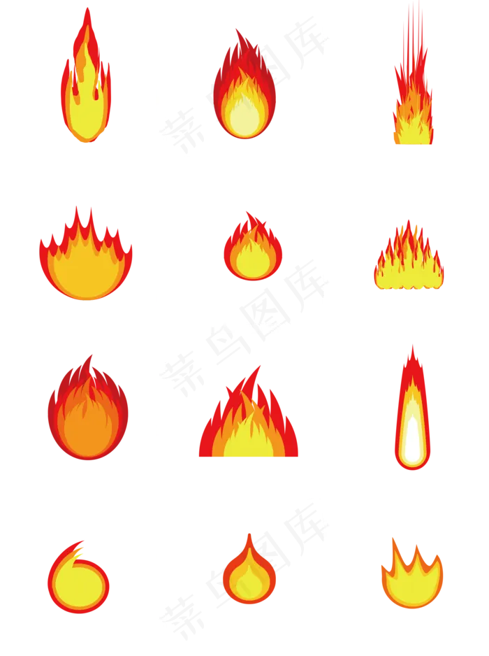 通用节日红色卡通手绘火,免抠元素(2000X2000(DPI:300))ai矢量模版下载