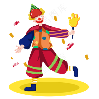 愚人节小丑拿手掌玩具表演