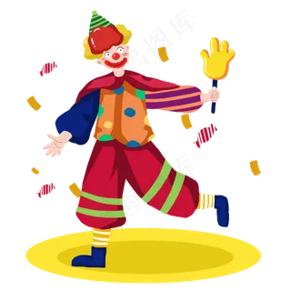 愚人节小丑拿手掌玩具表演