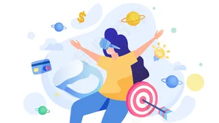 VR虚拟现实科技概念扁平横幅手机页面配图