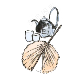 端午节凉茶水墨风手绘