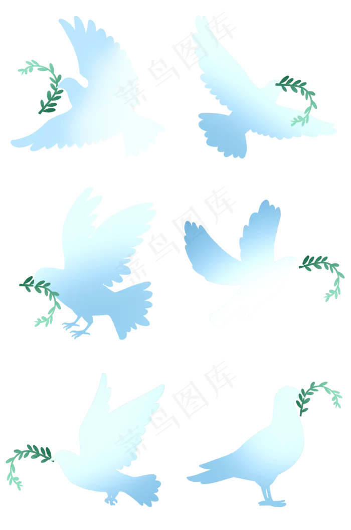 和平鸽橄榄枝合集(2000X3020(DPI:300))psd模版下载