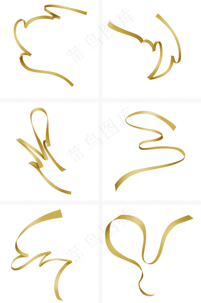 金色装饰丝带,免抠元素(2000*3020px 300 dpi )psd模版下载