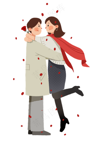 情人节2.14情侣拥抱卡通手绘