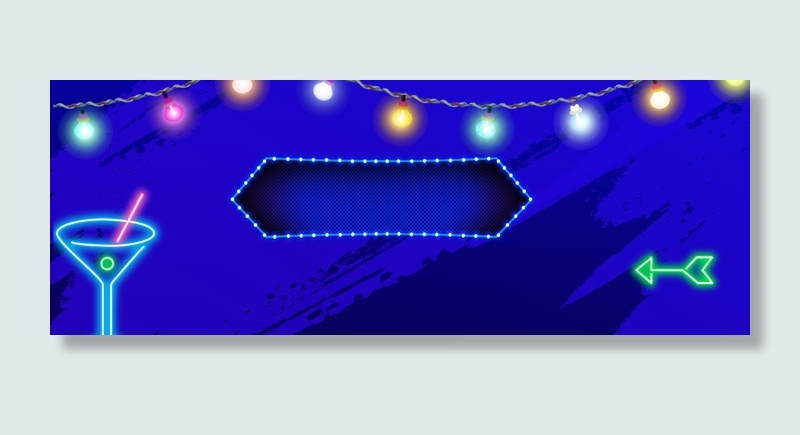 霓虹灯时尚大气蓝色渐变促销banner