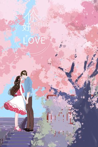 春日唯美烂漫樱花情侣风景