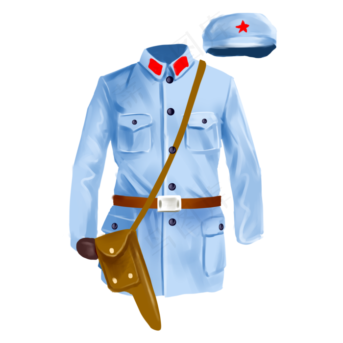 配备齐全的军装插图(2000X2000(DPI:350))psd模版下载