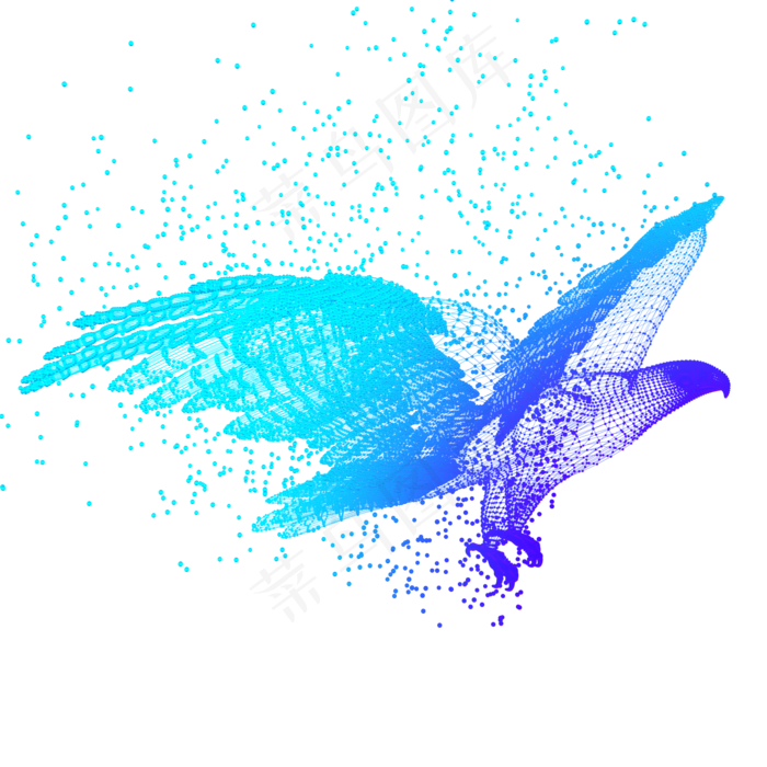 鹰飞翔科技动物智能魔幻数据光点,免抠元素