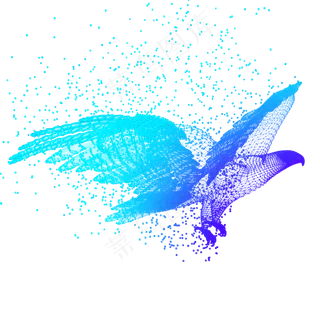 鹰飞翔科技动物智能魔幻数据光点,免抠元素