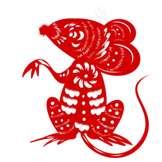 红色鼠年剪纸,免抠元素