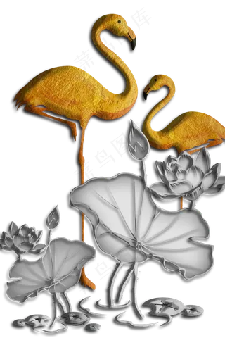 烁金风仙鹤荷花黑金