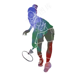 水彩运动羽毛球素材