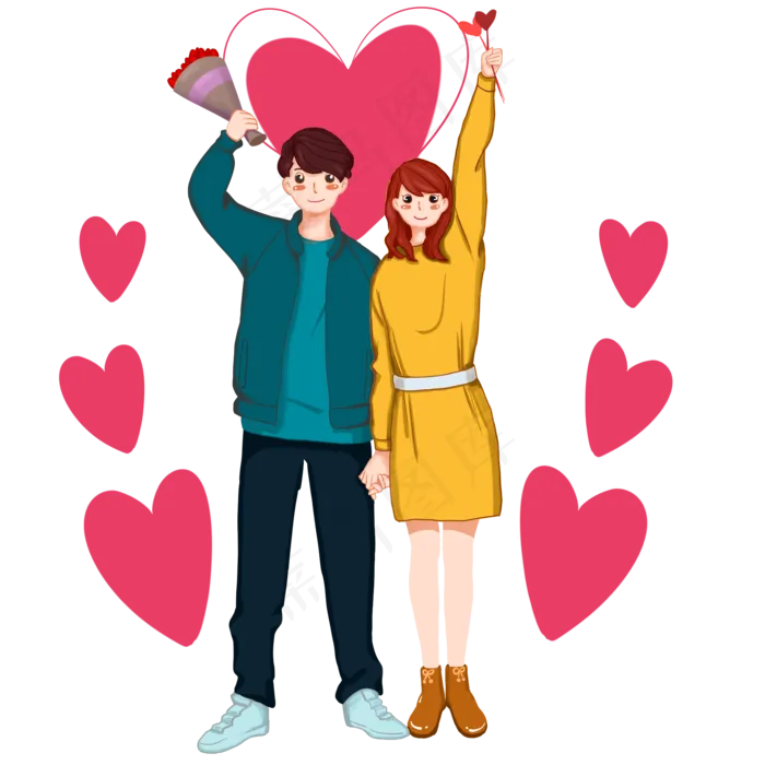 情人节男生追求女孩求婚(2000X2000(DPI:300))psd模版下载