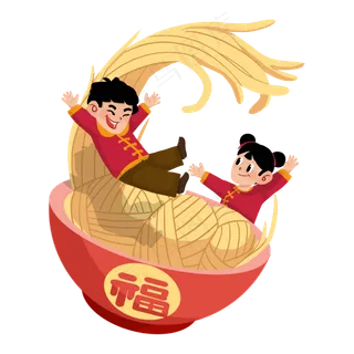 龙抬头一起吃龙须面,免抠元素