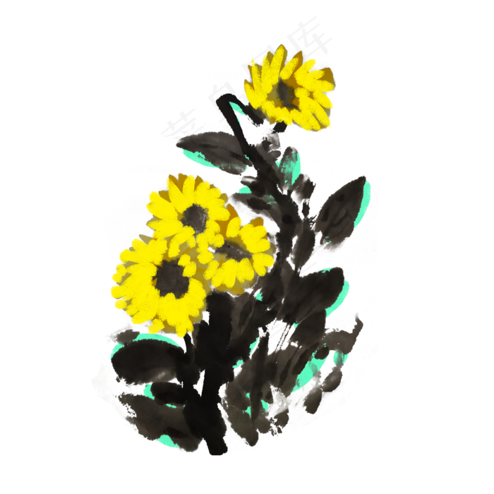 夏天向日葵手绘插画