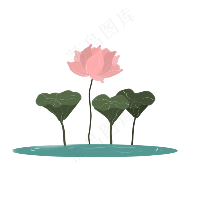 手绘荷花(2000X2000(DPI:300))psd模版下载