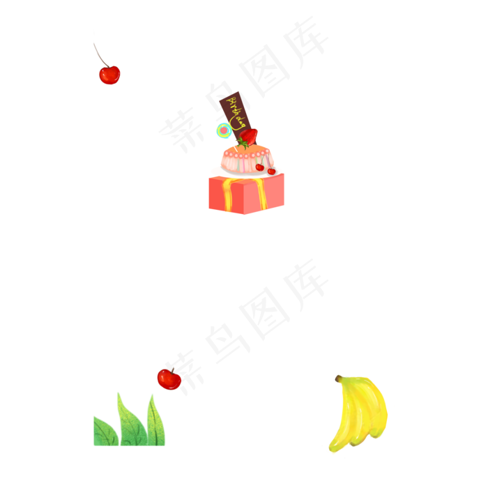 漂浮的水果蛋糕点缀(2000X2000(DPI:300))psd模版下载