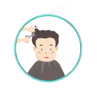 龙抬头男人理发手绘,免抠元素