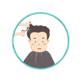 龙抬头男人理发手绘,免抠元素