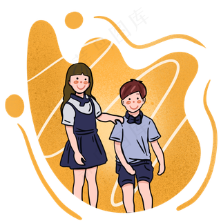 儿童节橘黄色短发男孩