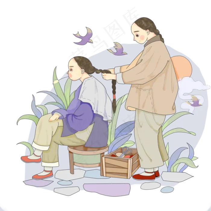 清朝复古小人民国农历腊月习俗二,免抠元素