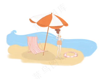 夏日海边度假泳衣女孩