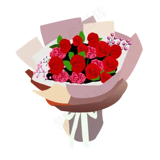 手绘节日花束植物花花艺红玫瑰可,免抠元素
