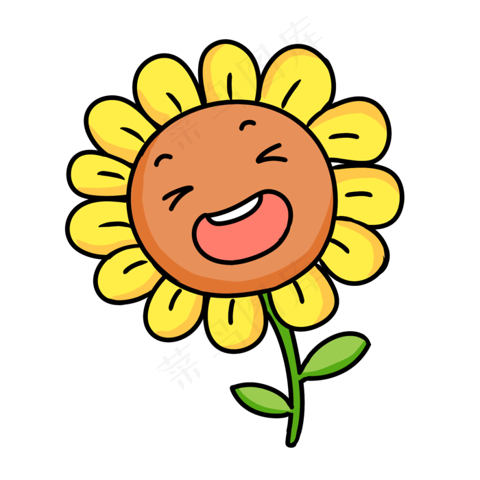 微笑的向日葵花插画