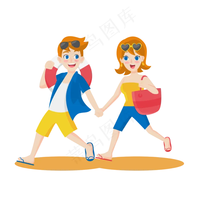 卡通手绘618购物的男女(570X570)eps,ai矢量模版下载