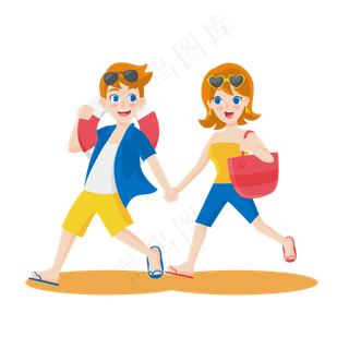 卡通手绘618购物的男女