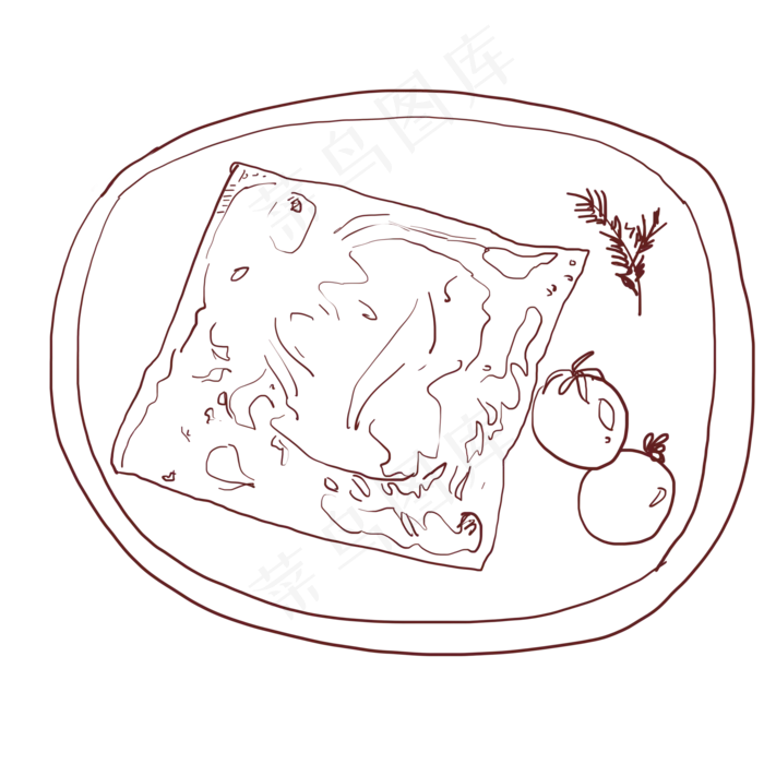 线描面包片(2200X2200(DPI:300))psd模版下载