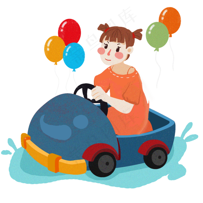 快乐过节的小女孩儿童节手绘插画