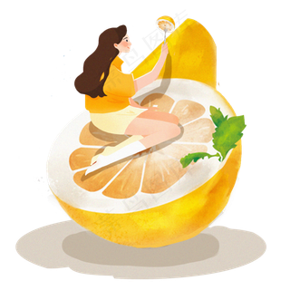 大暑女生吃着橙子