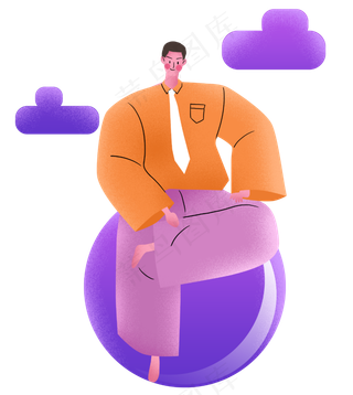 夸张扁平亮色商务职场卡通噪点人,免抠元素