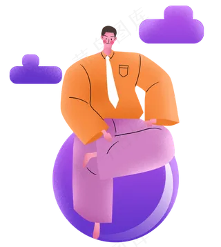 夸张扁平亮色商务职场卡通噪点人,免抠元素