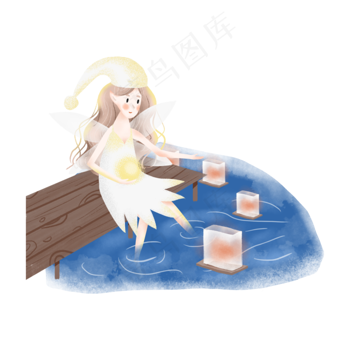 夏天放河灯的小精灵