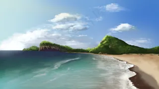 夏日的蓝天白云沙滩