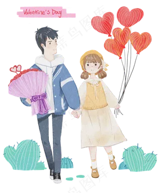 情人节人物和气球