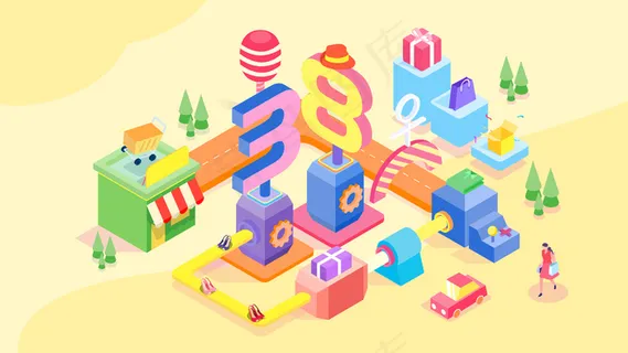 2.5D妇女节节日场景