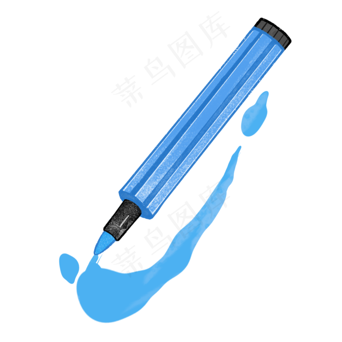 蓝色的水彩笔插画