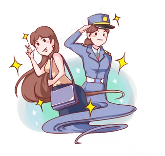 手绘女神节漂亮的女士和女警,免抠元素