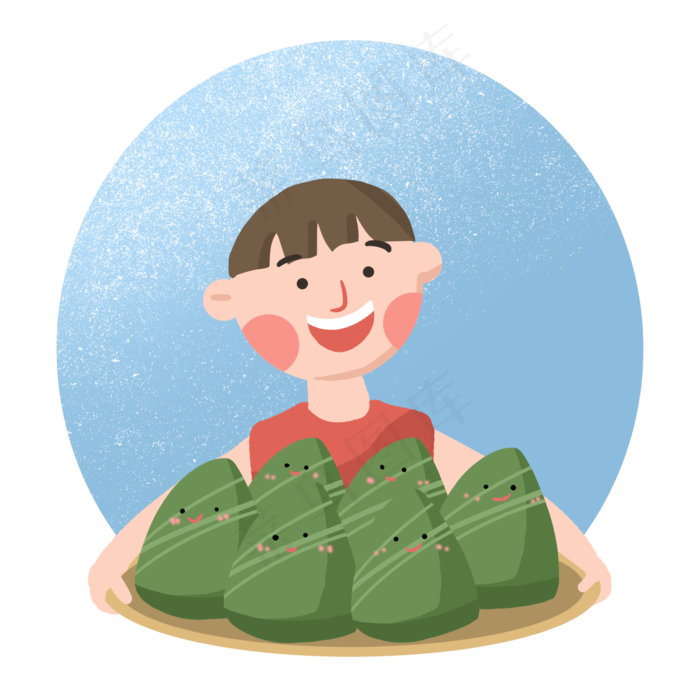 端午节小孩端着粽子们