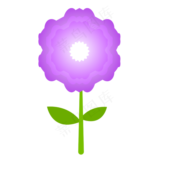 一朵手绘的紫色鲜花